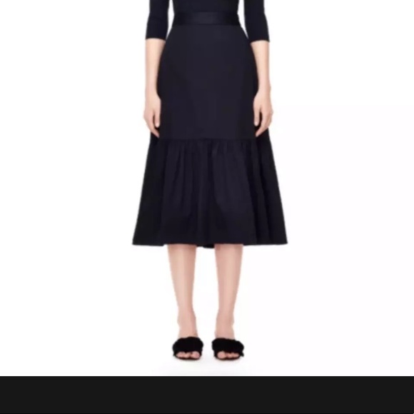 Rebecca Taylor black midi skirt ruffle bottom 10